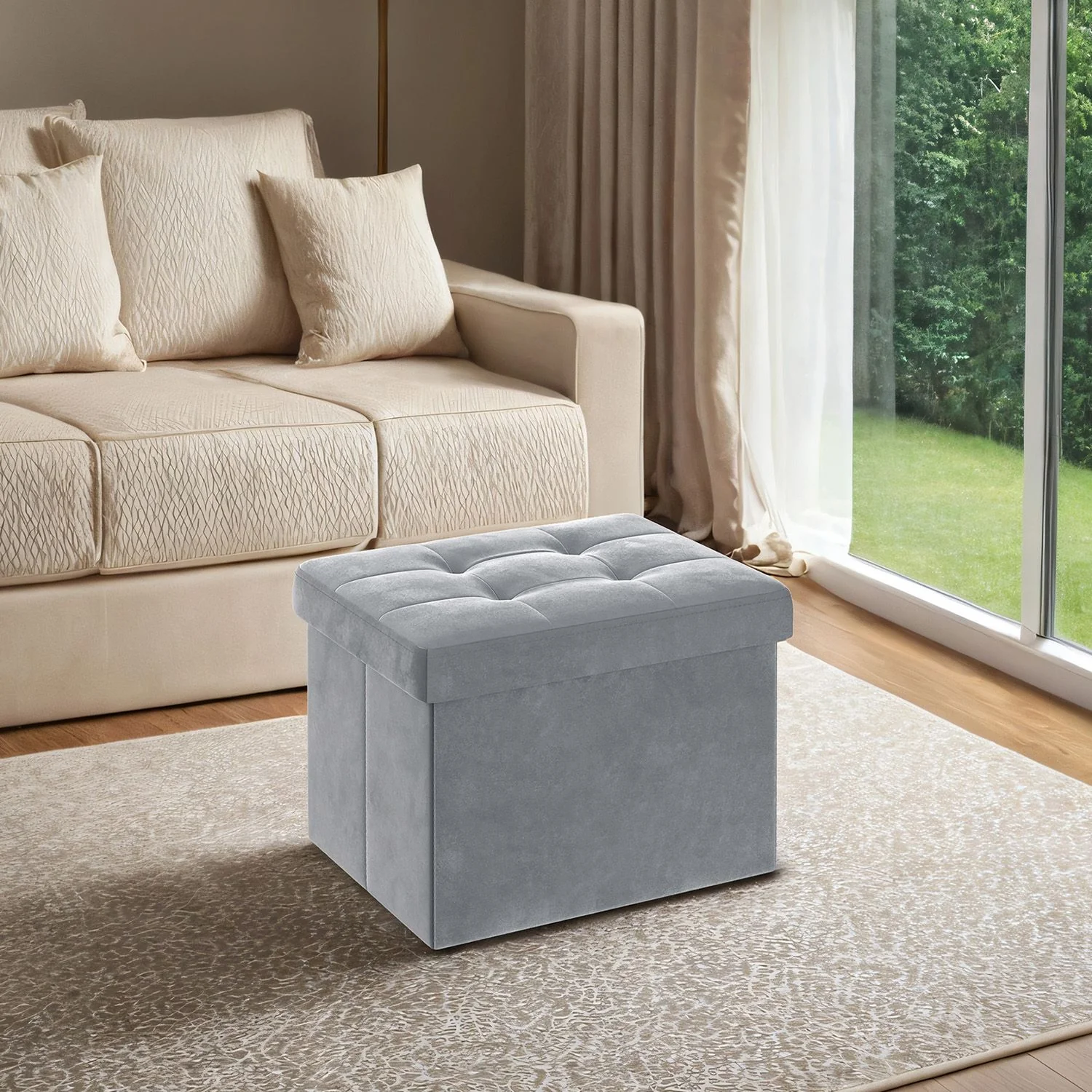 Foldable storage ottoman footrest for living room bedroom and dorm - Image 2