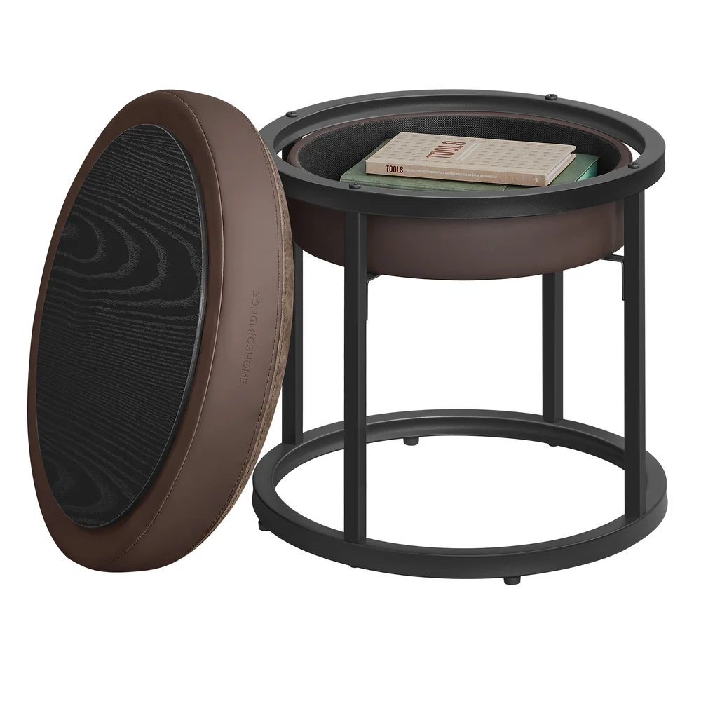 LUIZ Collection - Round Ottoman Footstool Steel Frame
