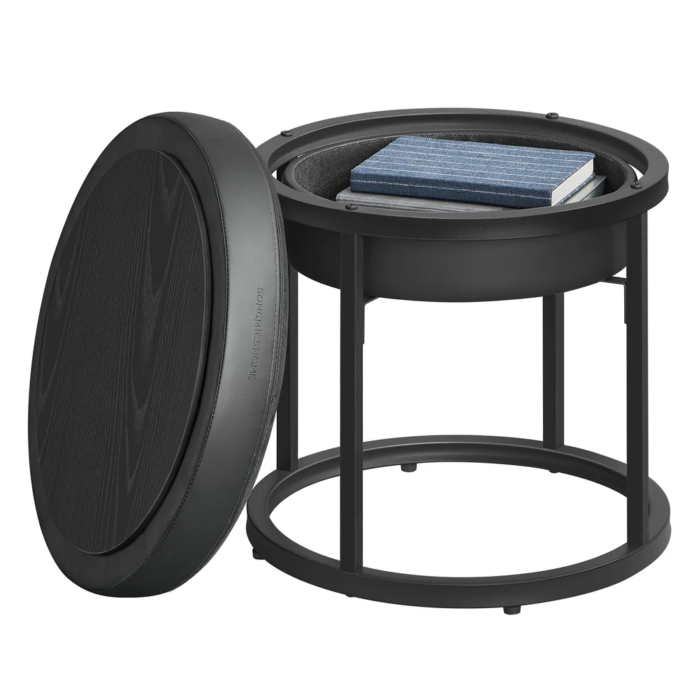 LUIZ Collection - Round Ottoman Footstool Steel Frame - Image 2