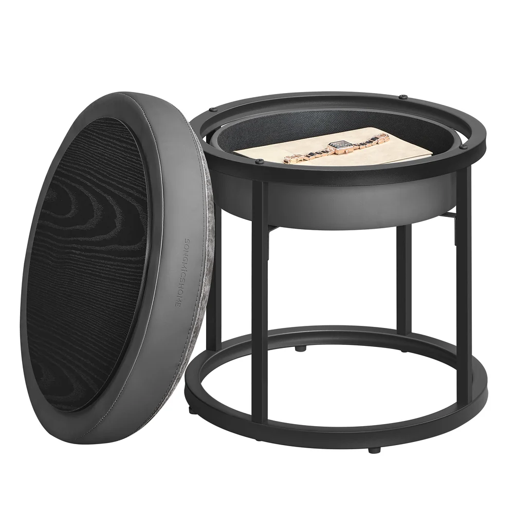 LUIZ Collection - Round Ottoman Footstool Steel Frame - Image 3