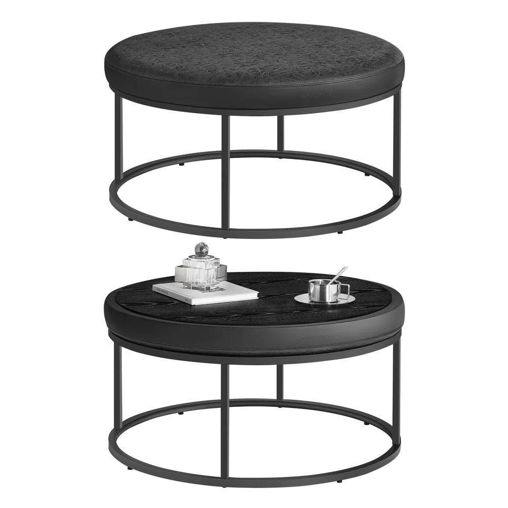 LUIZ Collection - Round Ottoman with Padded Seat - Image 2
