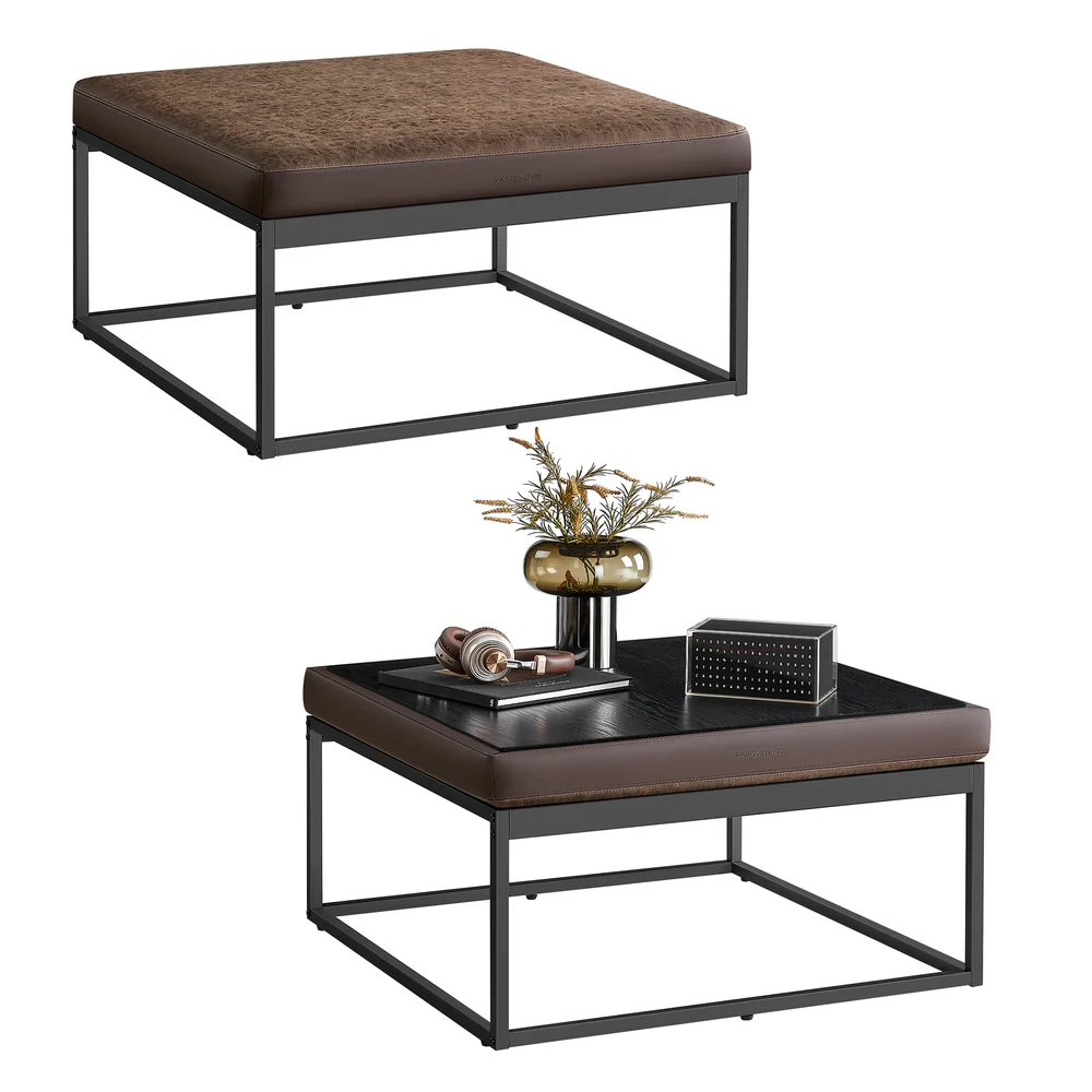 LUIZ Collection - Square Ottoman Footstool with Reversible Top