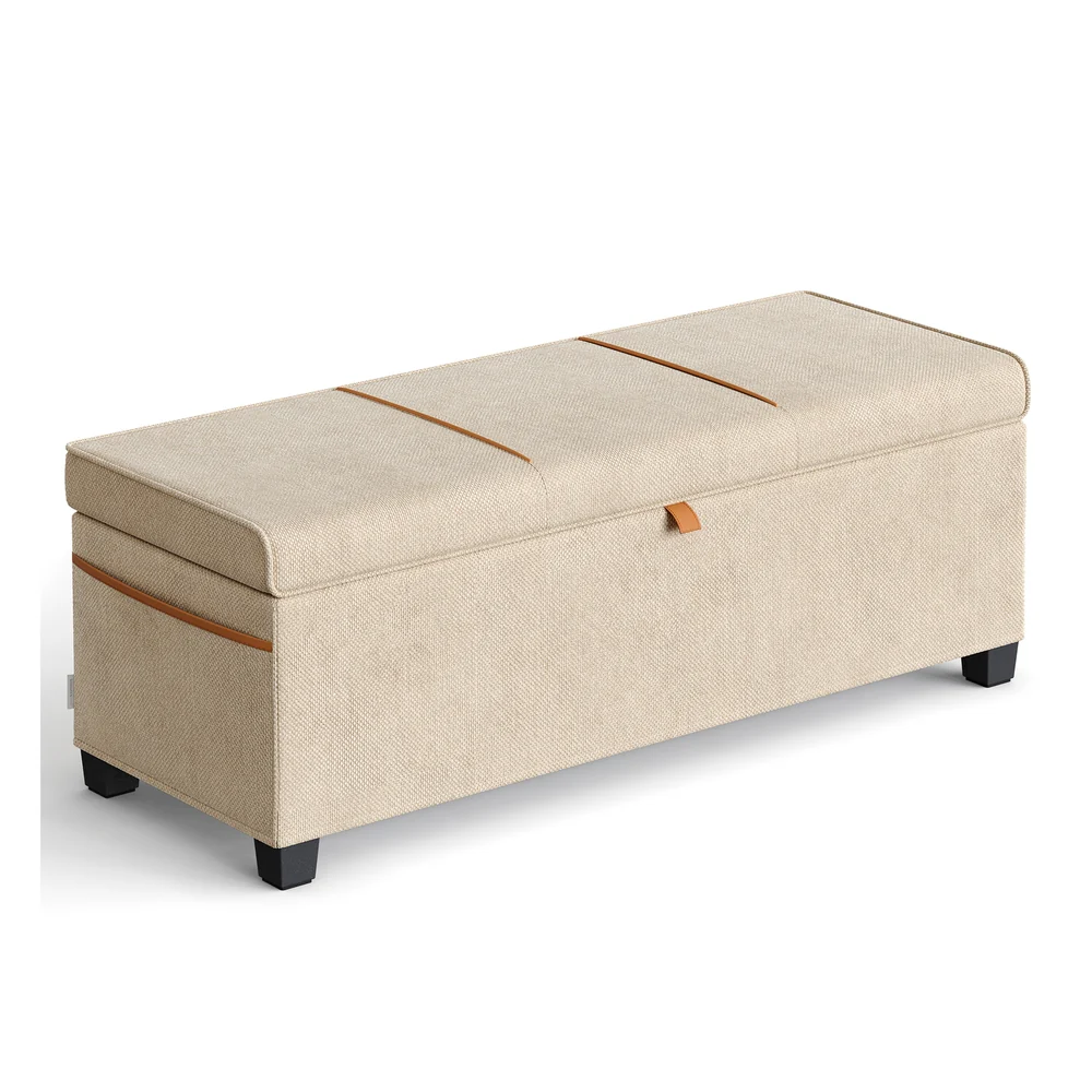 SONGMICS HOME Storage Ottoman Bench, Storage Chest, 15.7 x 43.3 x 15.7 Inches, End of Bed Bench, 27 Gal. (103 L), for Bedroom, Entryway, Living Room - Image 3