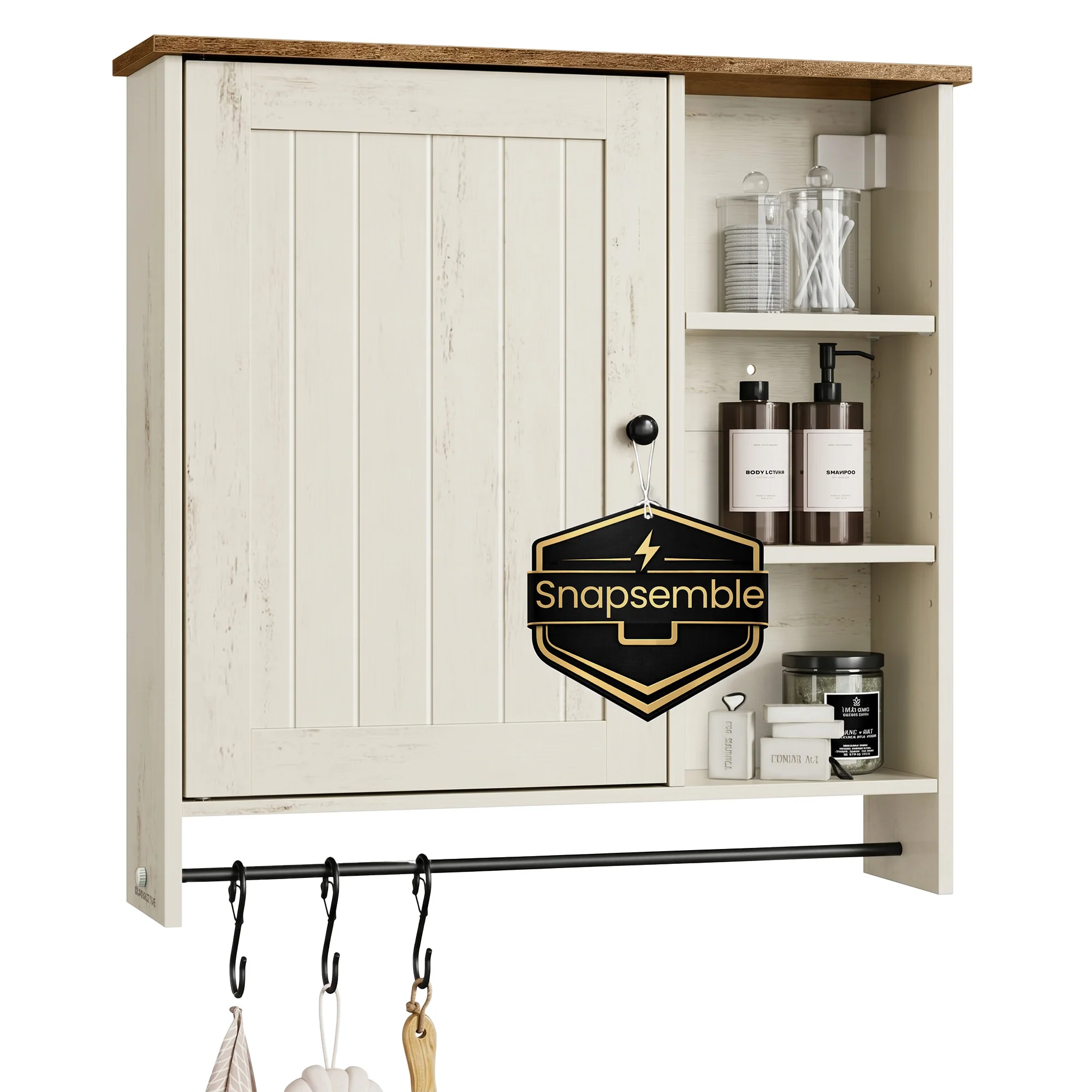 Wall mounted storage cabinet with adjustable shelves for bathroom