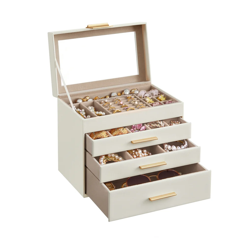 GISELLA Collection - Jewelry Box with Glass Lid for Sunglasses and Big Jewelry