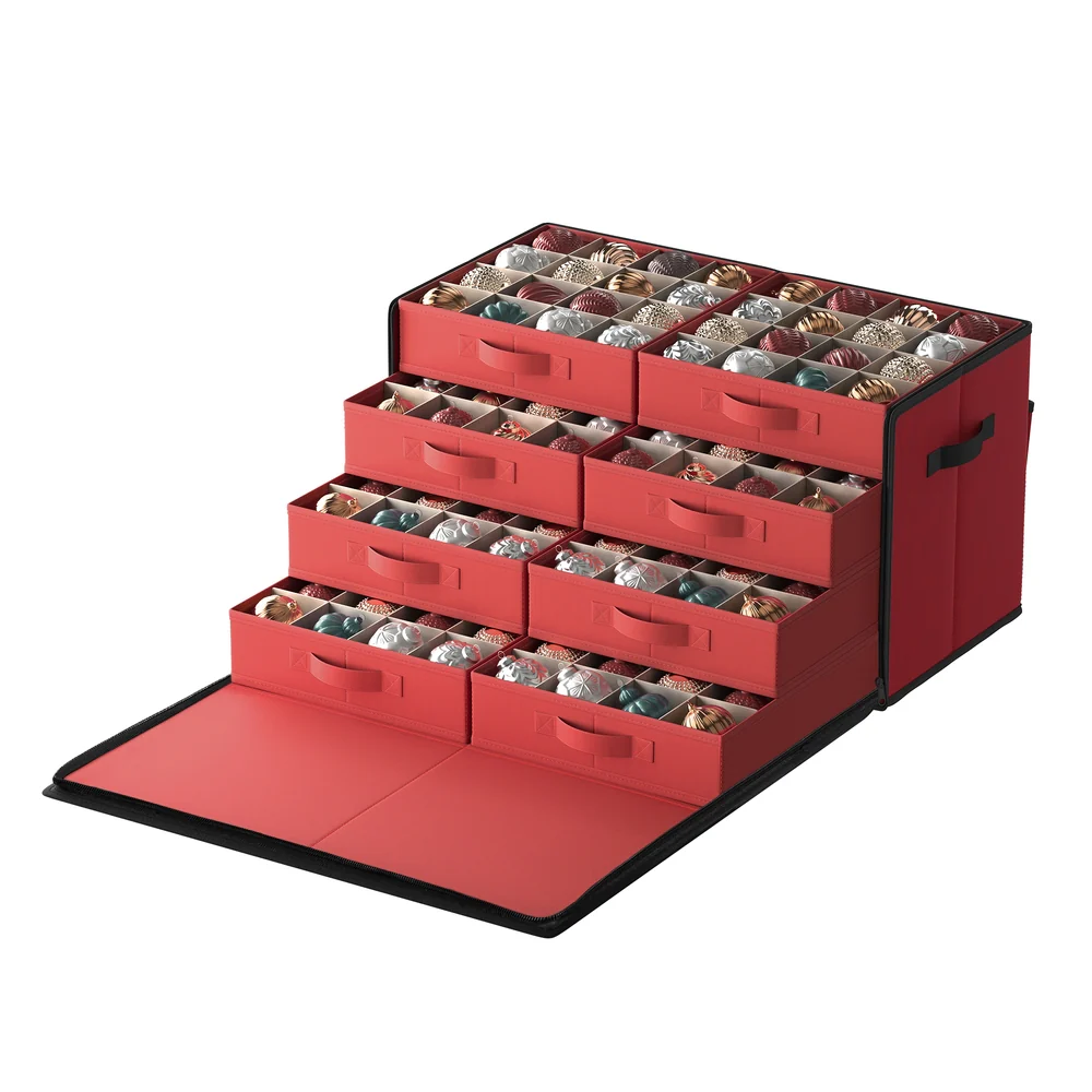 128-Slot Large Stackable Christmas Storage Container with Lid