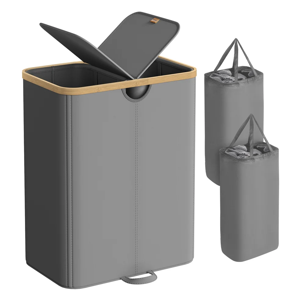 Laundry hamper with dual compartments and removable liner - Image 2