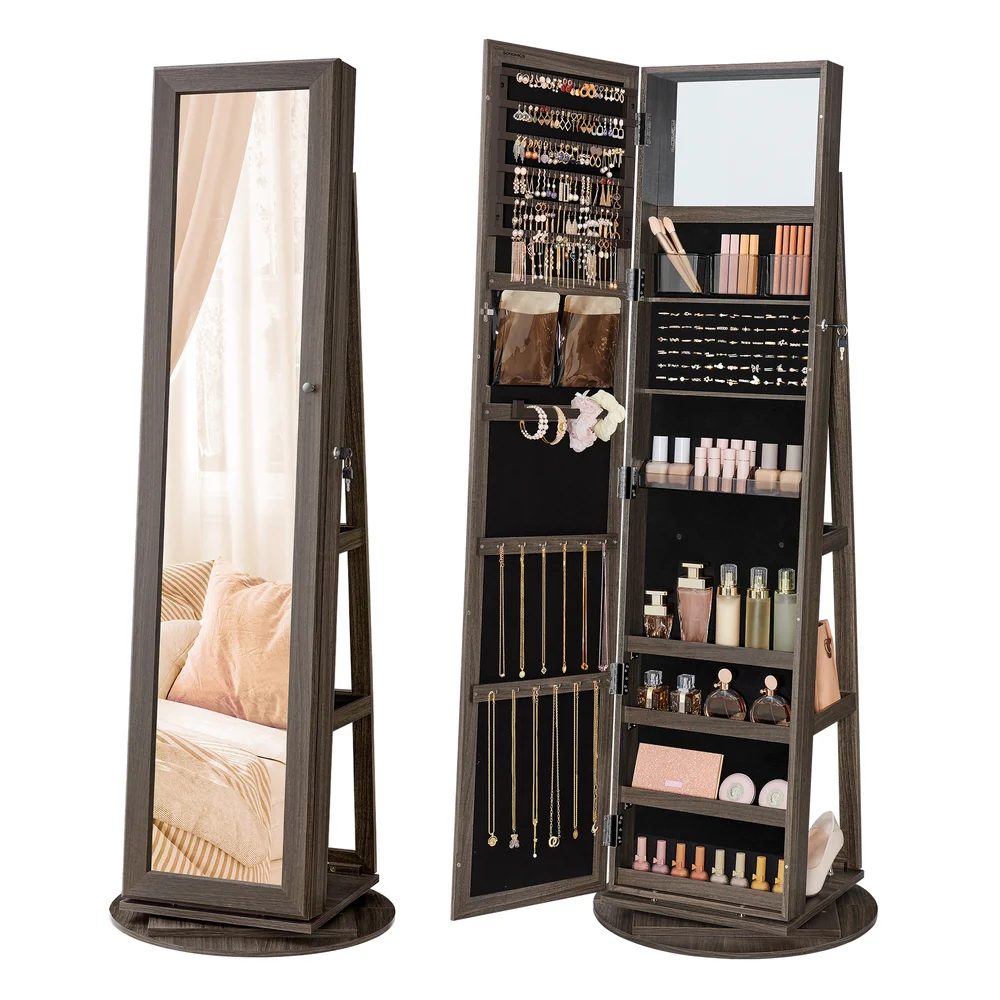 Lockable Jewelry Organizer with Full-Length Mirror - Image 5