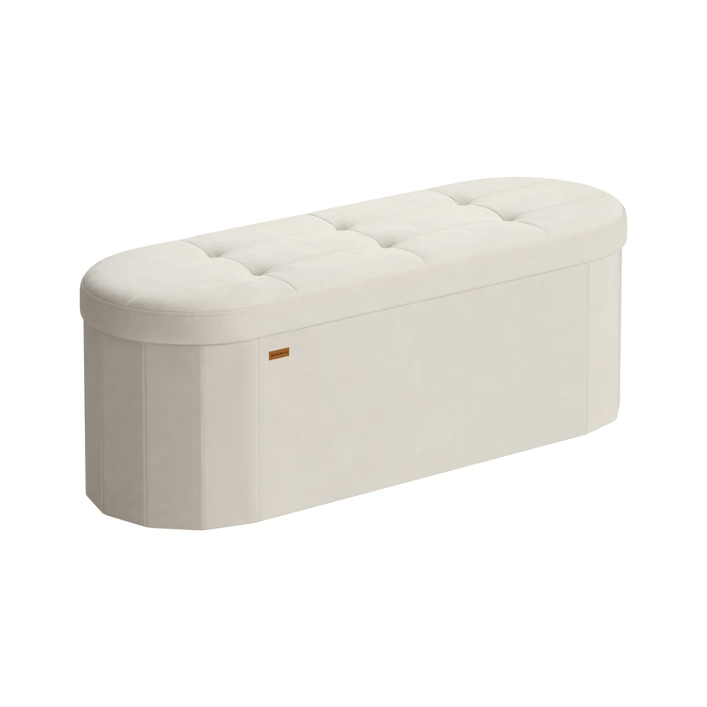 MAZIE Collection - Oval Ottoman Bench with Hidden Storage Space and Velvet Fabric