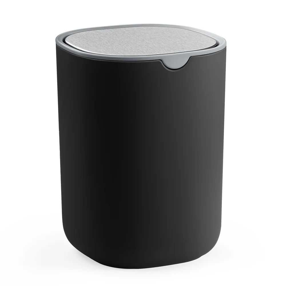 Mini desk trash can with lid stainless steel for office or car