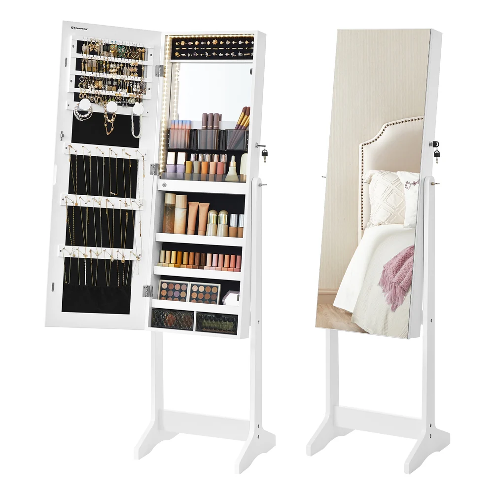 Mirror Jewelry Cabinet with LED Lights