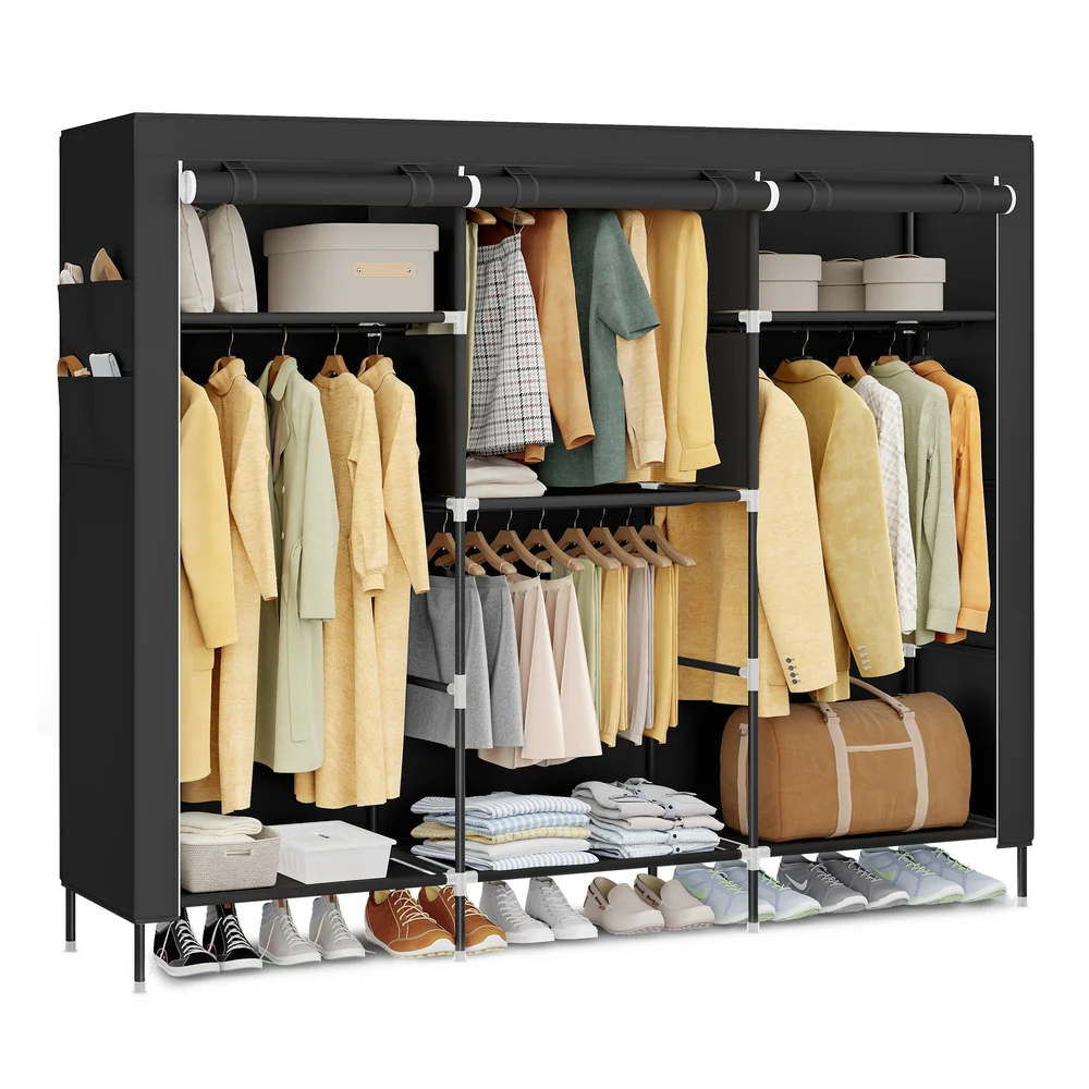 Fabric portable closet with shelves and hanging rods - Image 2