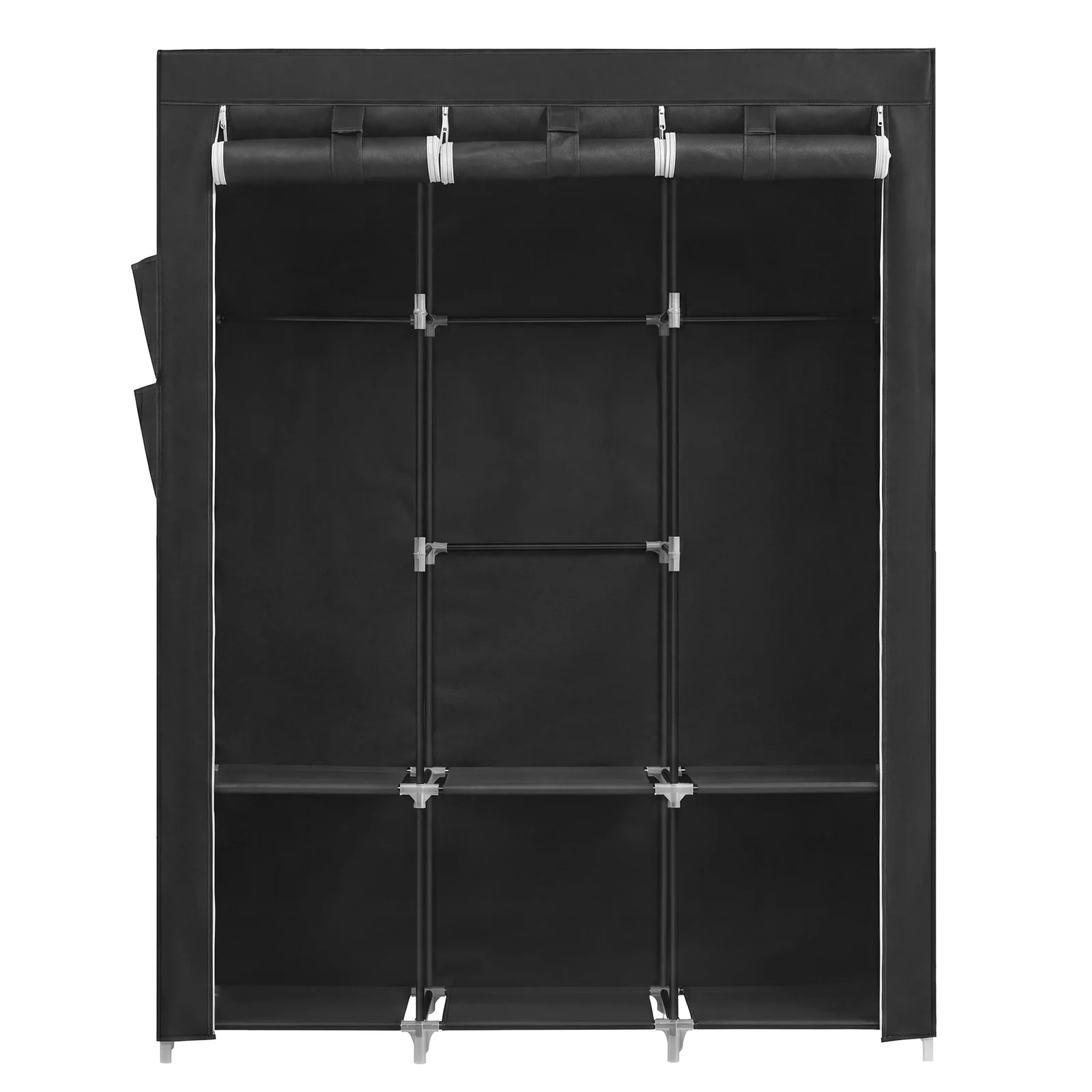 Portable wardrobe closet organizer with cover for bedroom storage