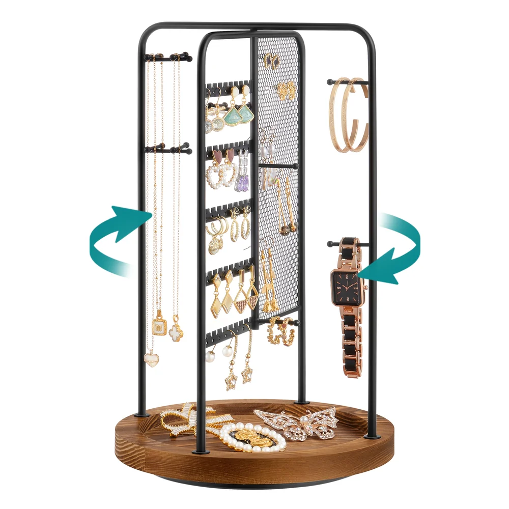 Rotating Jewellery Stand with a Bottom Tray Champagne - Image 2