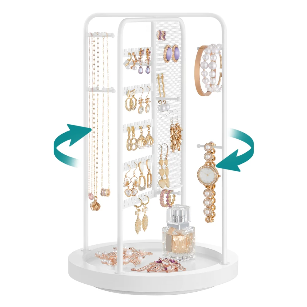 Rotating Jewellery Stand with a Bottom Tray Champagne - Image 3