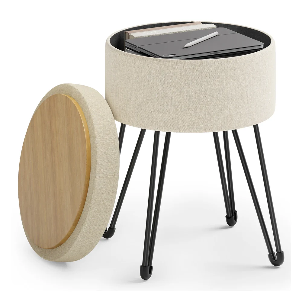 Round Storage Ottoman - Image 3