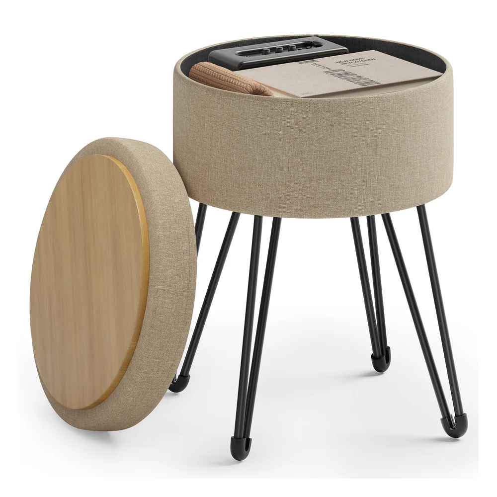 Round Storage Ottoman - Image 4