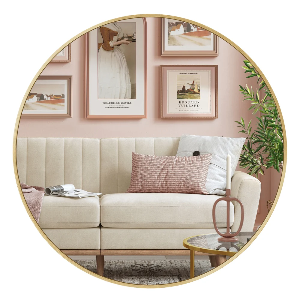Round Wall Mirror with Metal Frame - Image 2