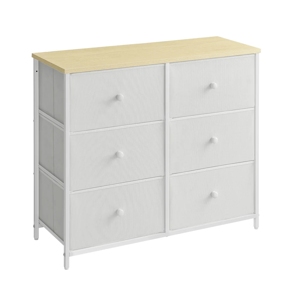 Rustic Brown Chest of Drawers with Fabric Drawers - Image 4