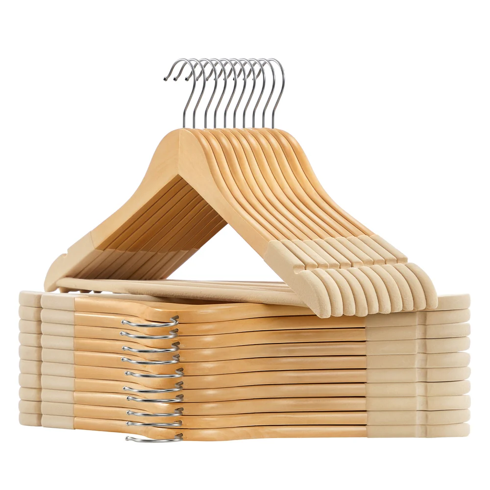 Wooden Hangers with Velvet Surface
