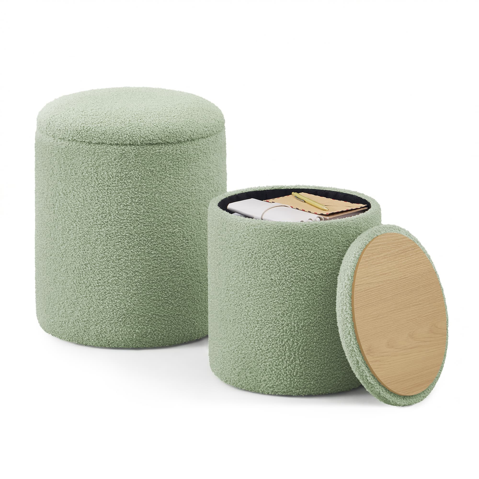 Set of two round storage stools for bedroom and lounge - Image 2