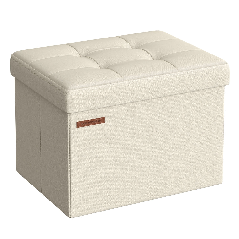 MAZIE Collection - Small Folding Storage Ottoman, Linen-Look Fabric - Image 11