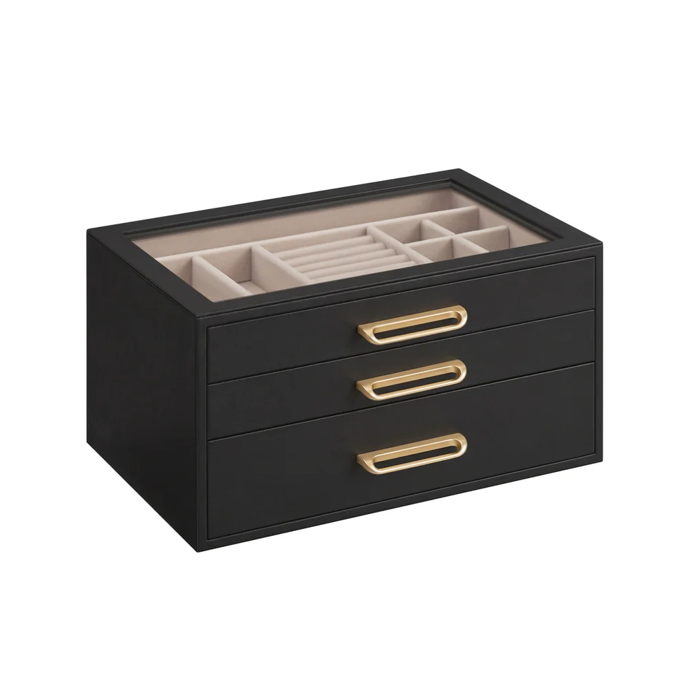 SONGMICS 3-Layer Jewelry Box with Glass Window - Image 3