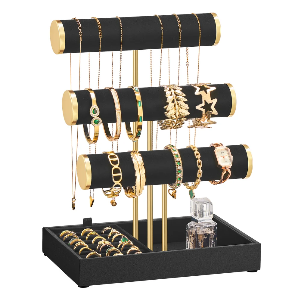 Jewelry stand with velvet tray and removable ring holder - Image 2