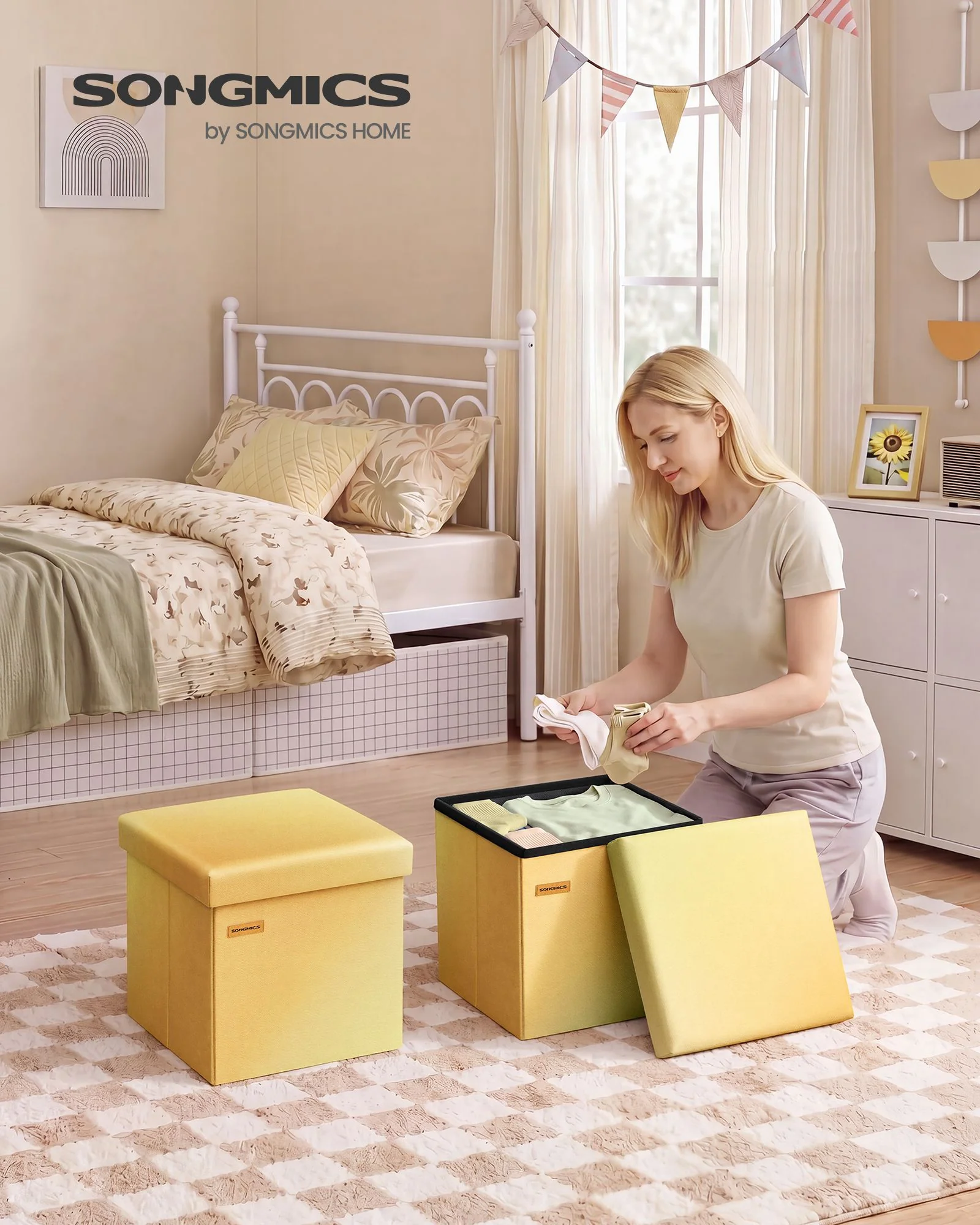 SONGMICS Folding Storage Ottoman Bench - Image 3