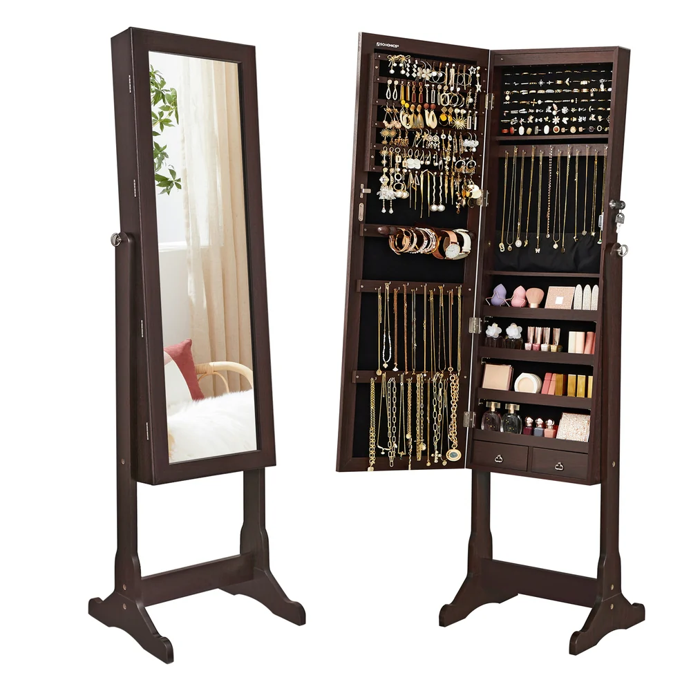 SONGMICS Jewelry Cabinet with 6 LED Lights