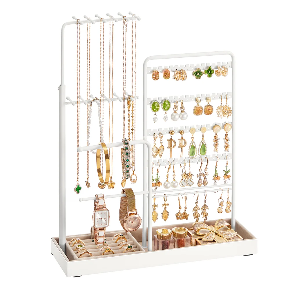 Jewelry holder with metal frame velvet tray and adjustable stand - Image 2
