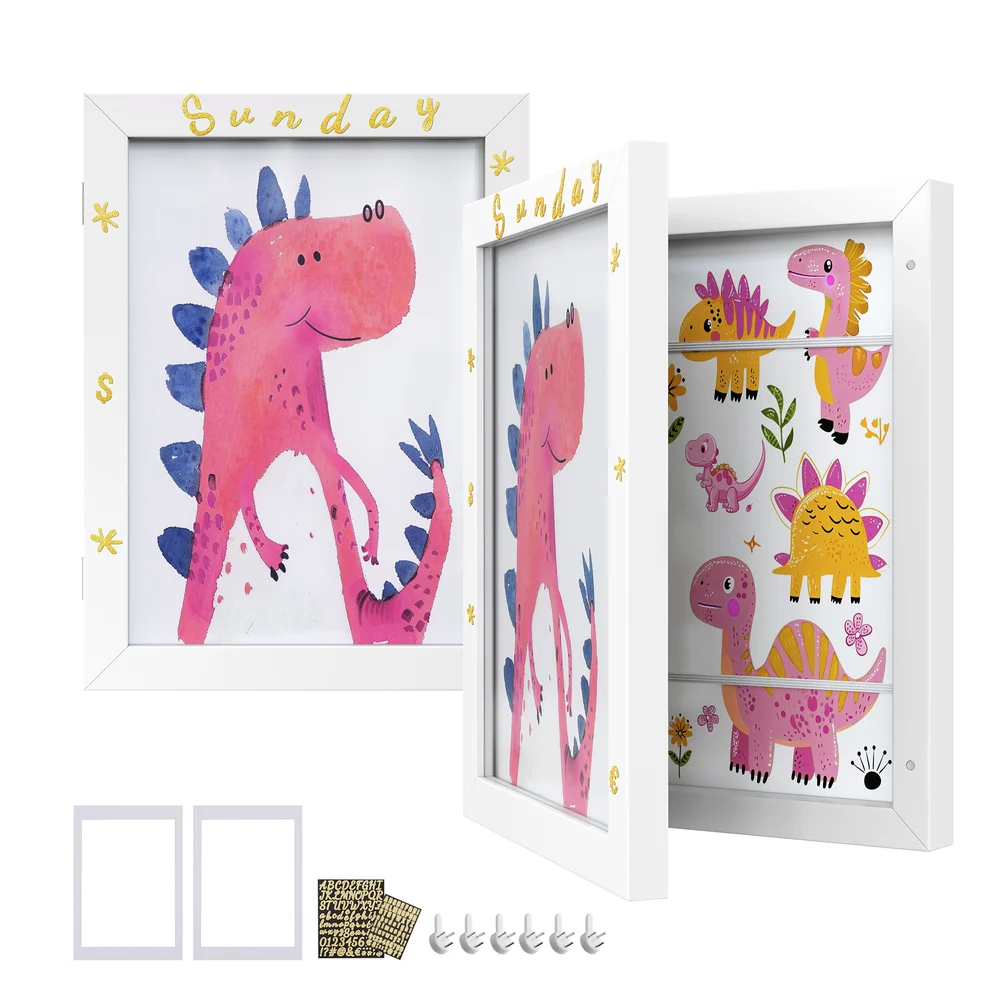 SONGMICS Kids Artwork Frame Changeable, A4, 8.5x11 Art Picture Frame Display for Room Decor - Image 4