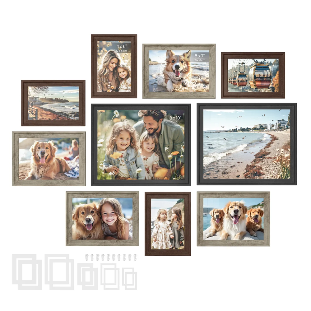 SONGMICS Picture Frames with 16 Mats, Set of 10 Collage Photo Frames