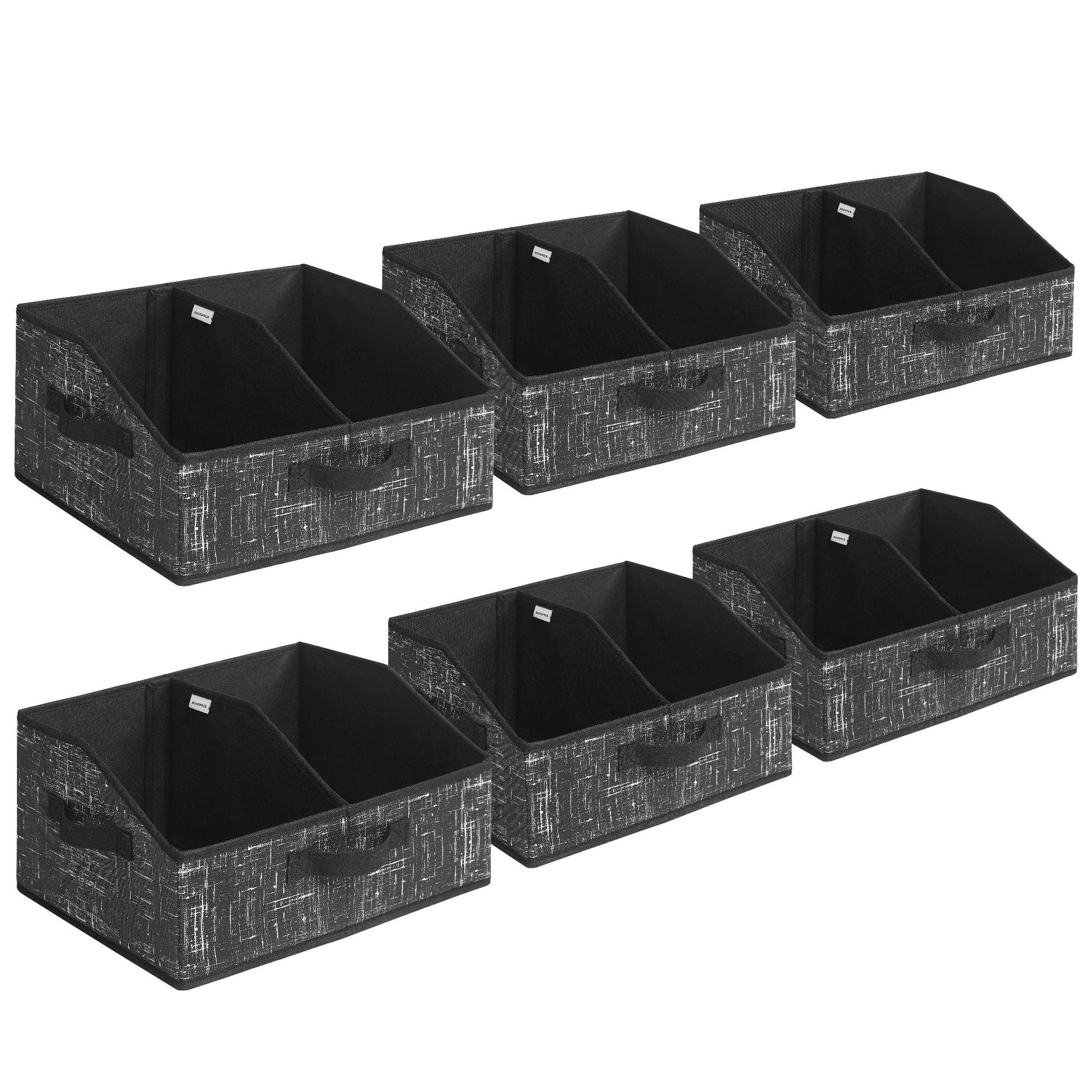 SONGMICS Set of 6 Storage Baskets, Foldable Storage Bins, Fabric Boxes, 15.7 x 11.8 x 7.9 Inches, Closet Storage Organizers, 3 Handles, for Bedroom, Living Room - Image 2