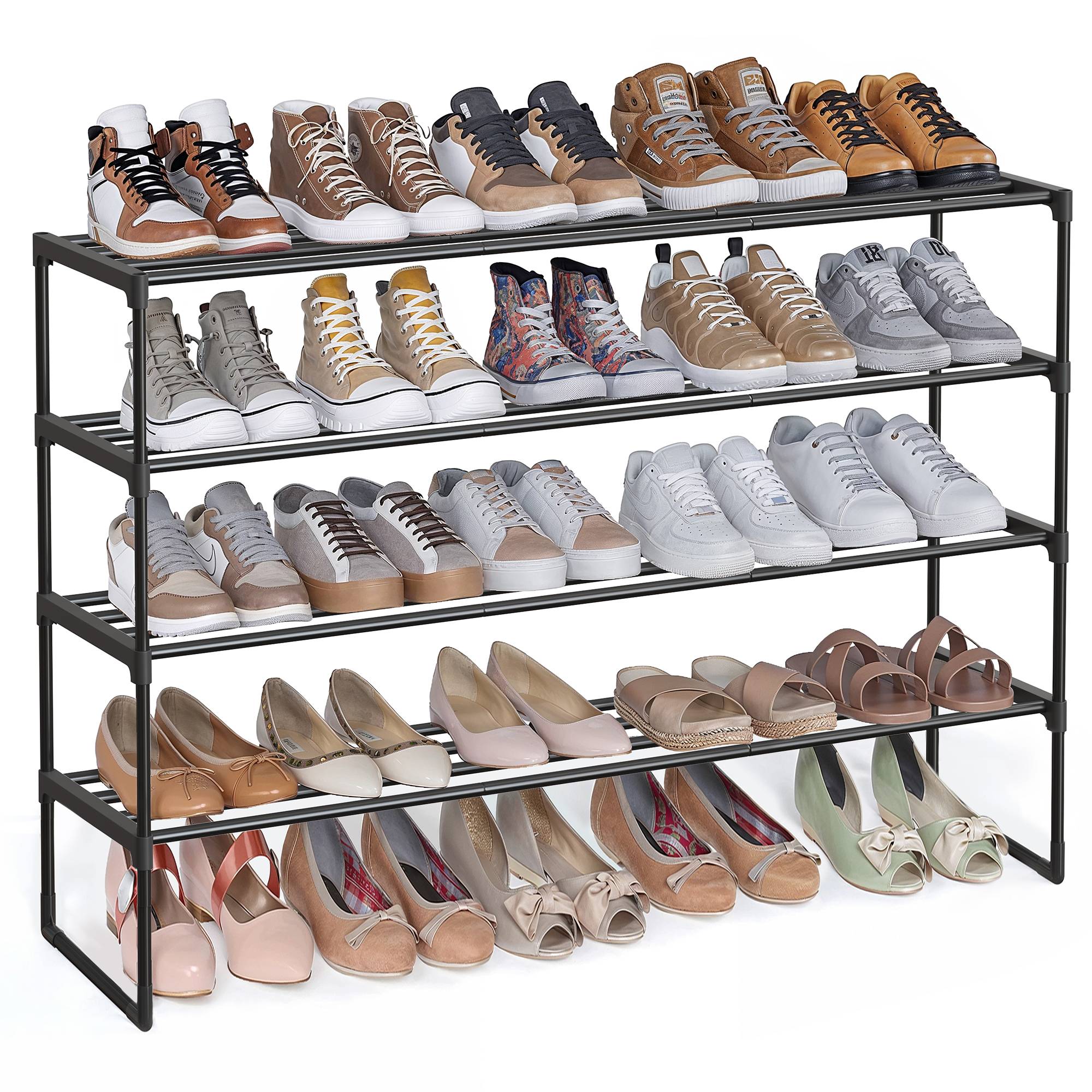 SONGMICS Shoe Rack, 4-Tier Shoe Organizer, Metal Shoe Storage Shelf