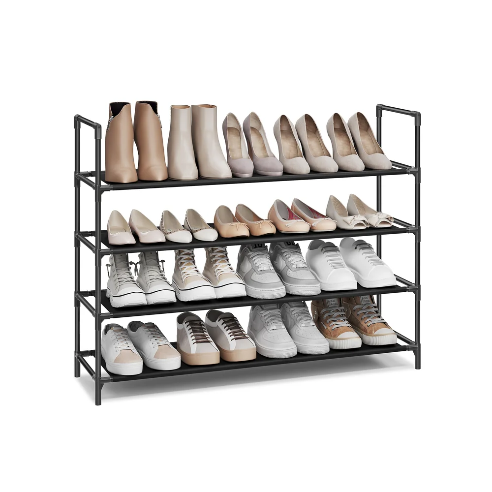 Slim metal shoe rack with fabric shelves for hallway closet - Image 6