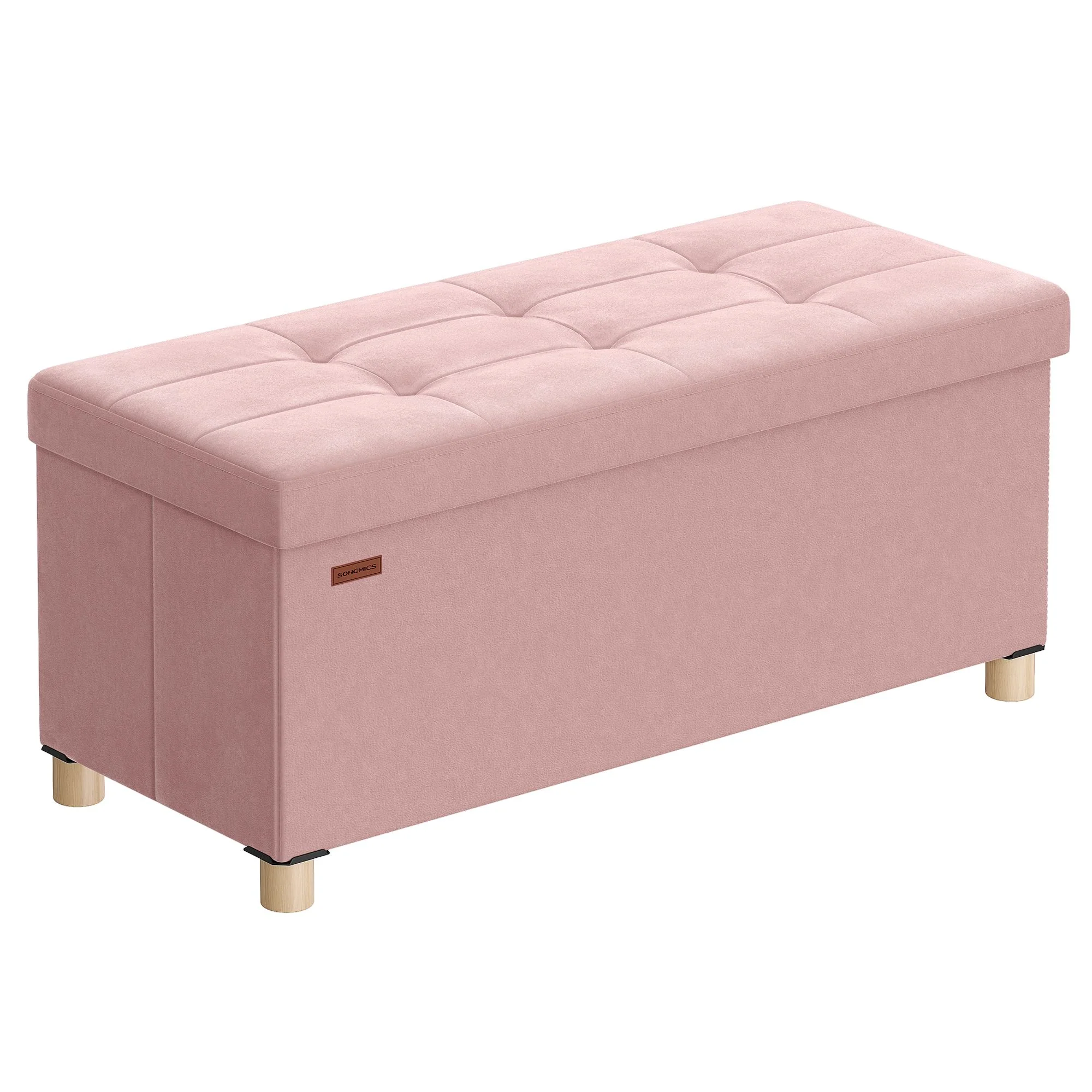 SONGMICS Small Storage Ottoman, Folding Ottoman Cube, 15 x 15 x 15.7 Inches, Footstool, Footrest, 9.8 Gal. (37 L), Velvet Surface, for Bedroom, Living Room, Dorm - Image 3