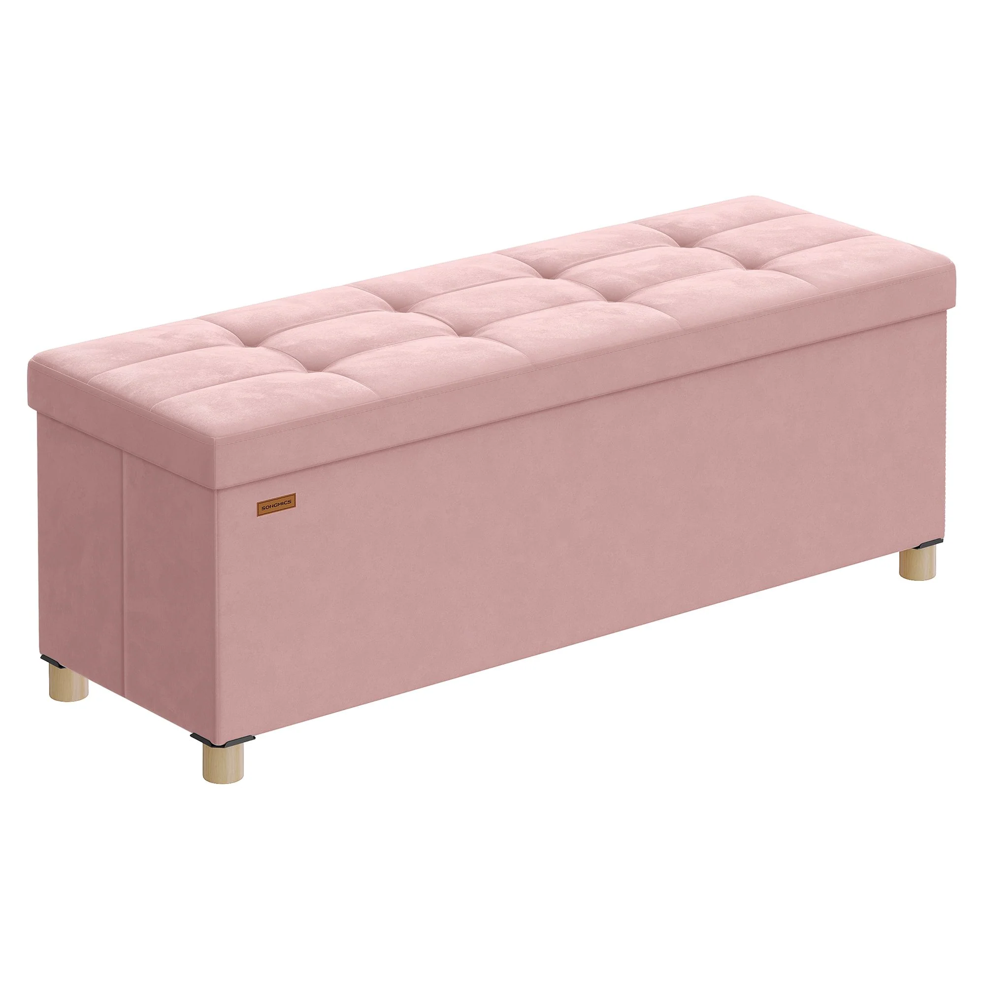 SONGMICS Small Storage Ottoman, Folding Ottoman Cube, 15 x 15 x 15.7 Inches, Footstool, Footrest, 9.8 Gal. (37 L), Velvet Surface, for Bedroom, Living Room, Dorm - Image 5