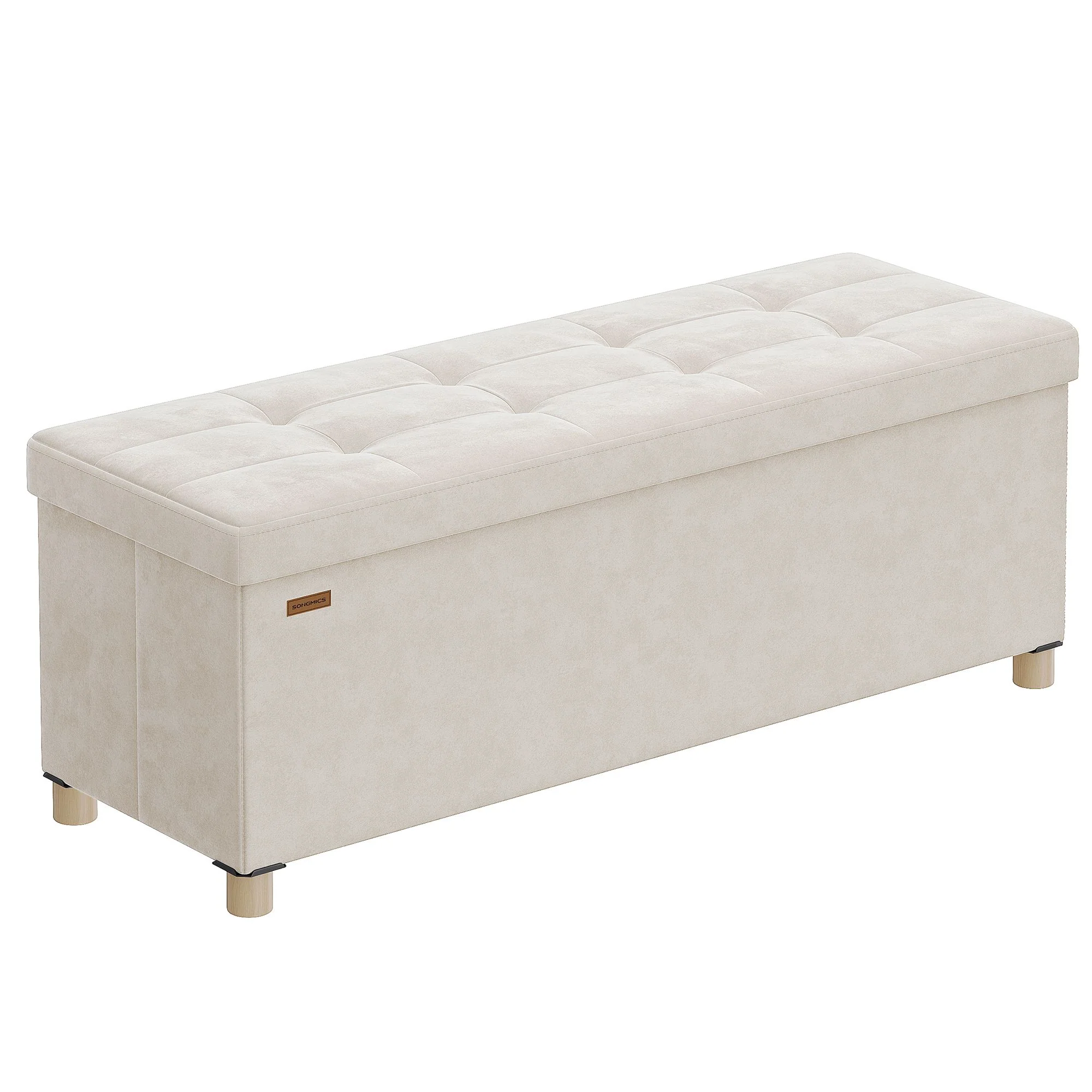 SONGMICS Small Storage Ottoman, Folding Ottoman Cube, 15 x 15 x 15.7 Inches, Footstool, Footrest, 9.8 Gal. (37 L), Velvet Surface, for Bedroom, Living Room, Dorm - Image 6