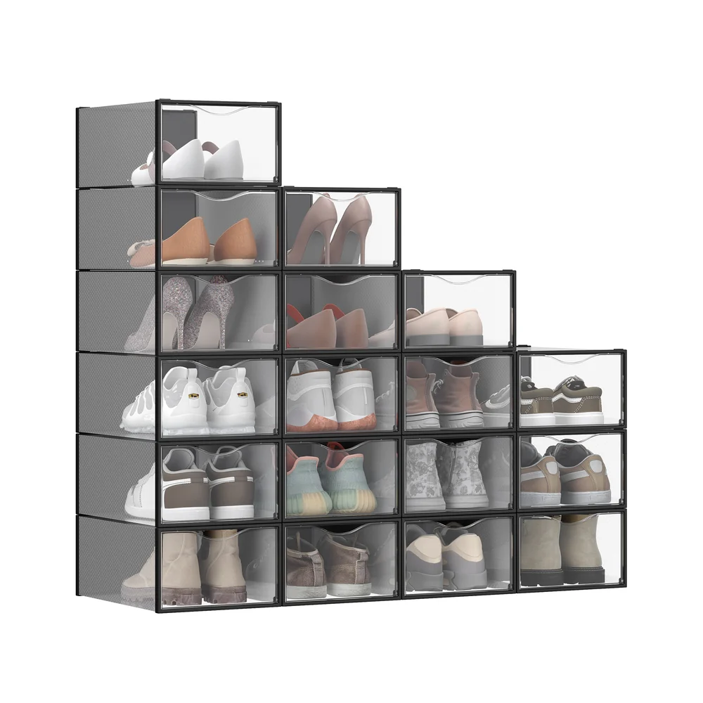 Stackable plastic shoe storage boxes for closet and bedroom - Image 2