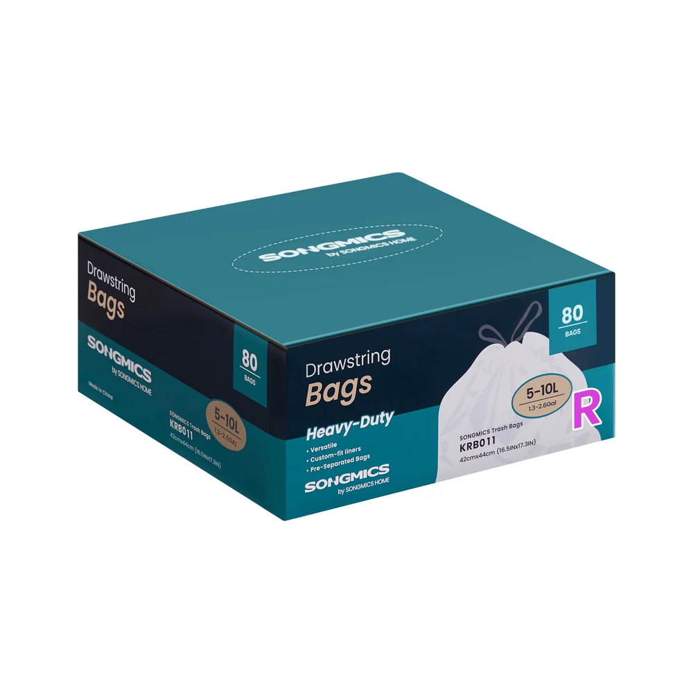 SONGMICS Trash Bags for 2.6-Gallon (10 L) Trash Cans, 80 Count