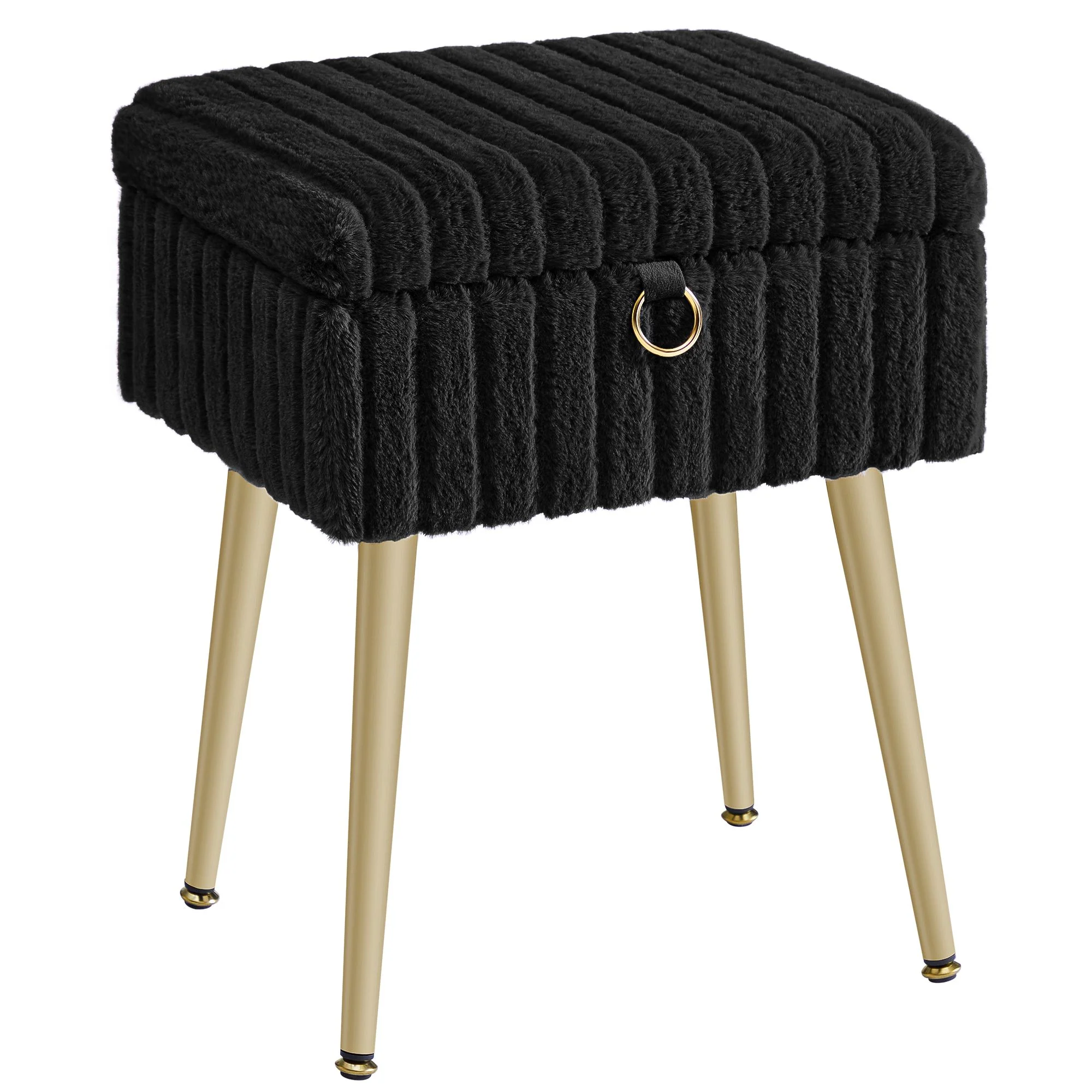 SONGMICS Vanity Stool Chair Faux Fur with Storage