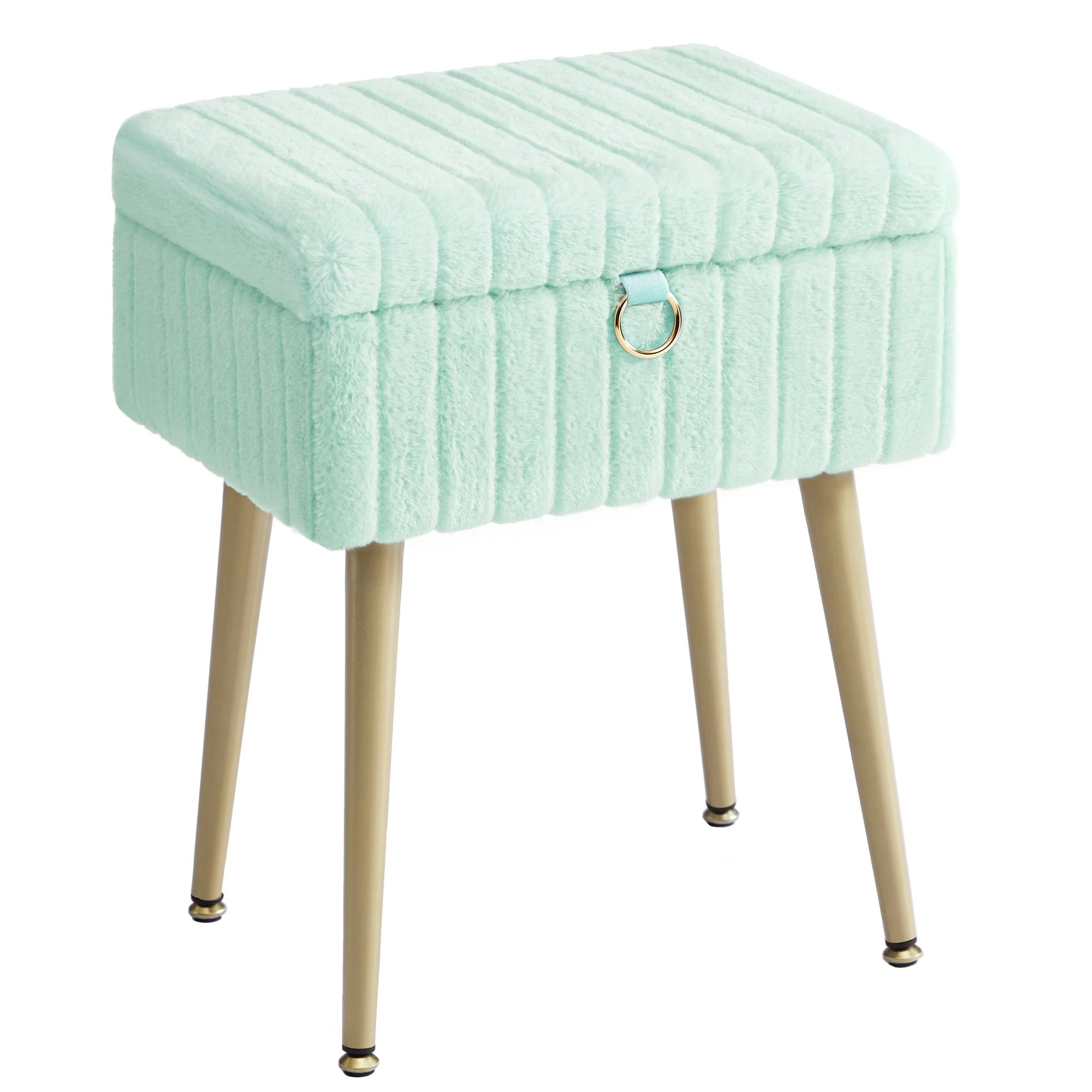 SONGMICS Vanity Stool Chair Faux Fur with Storage - Image 2