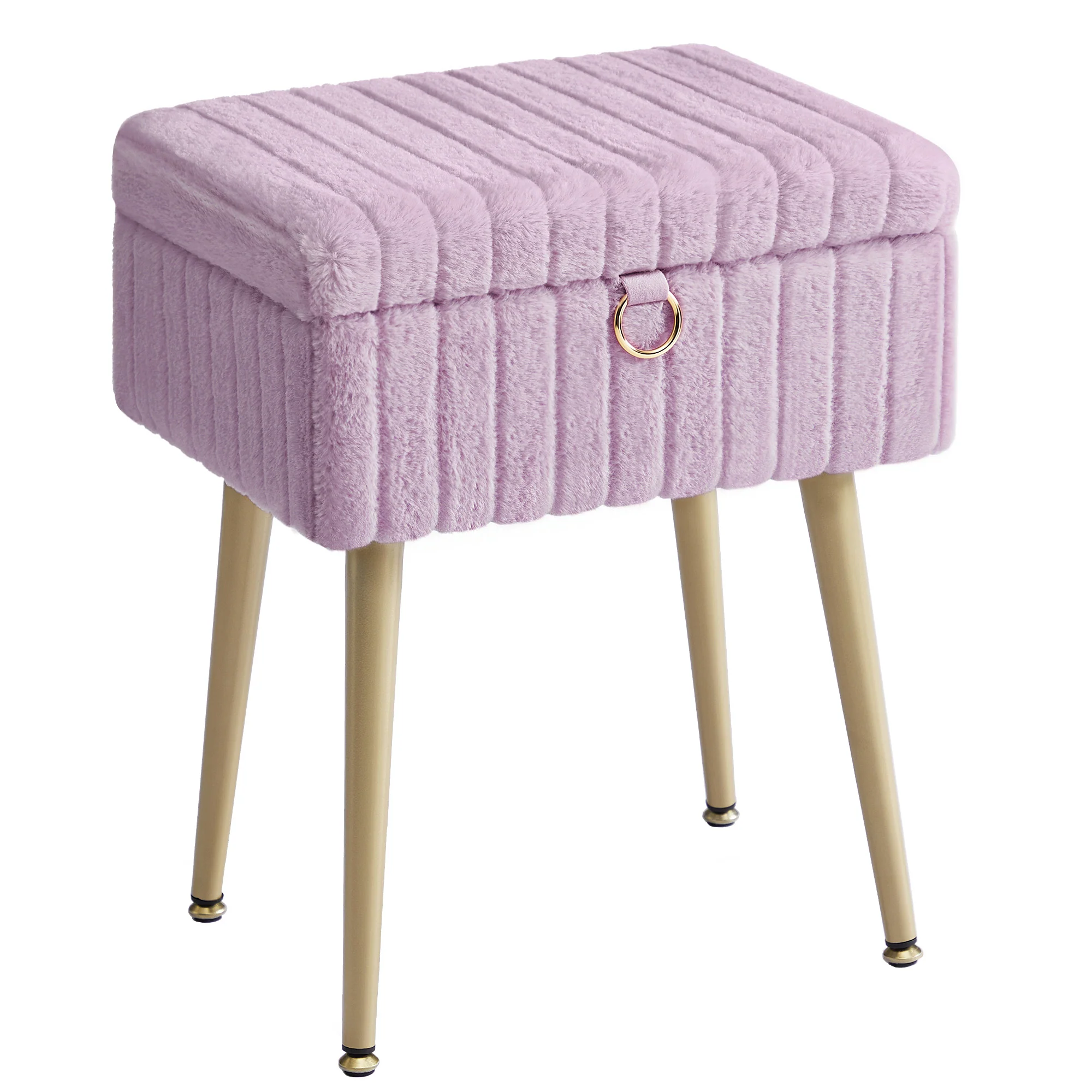 SONGMICS Vanity Stool Chair Faux Fur with Storage - Image 3
