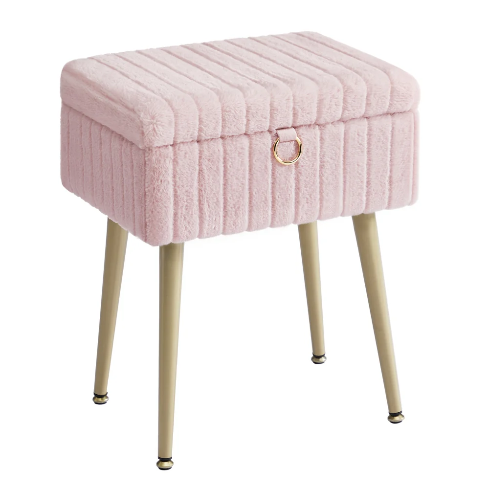 SONGMICS Vanity Stool Chair Faux Fur with Storage - Image 4