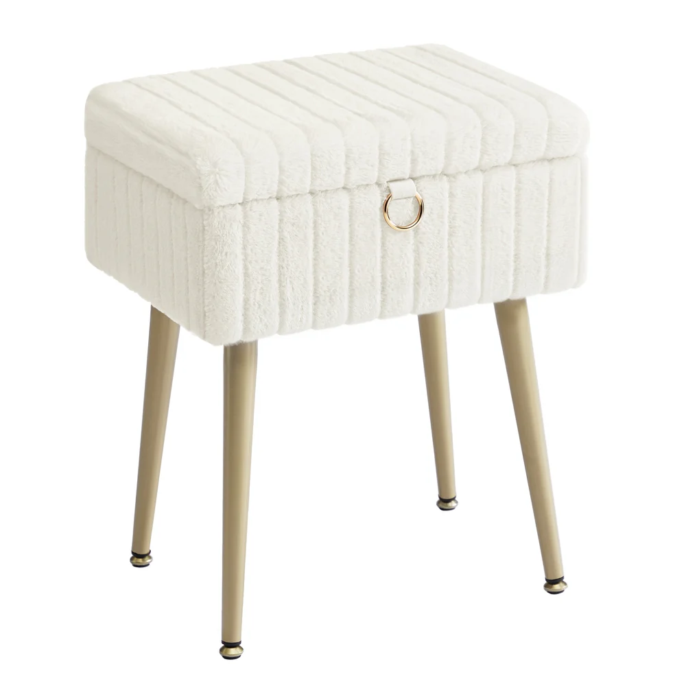 SONGMICS Vanity Stool Chair Faux Fur with Storage - Image 5