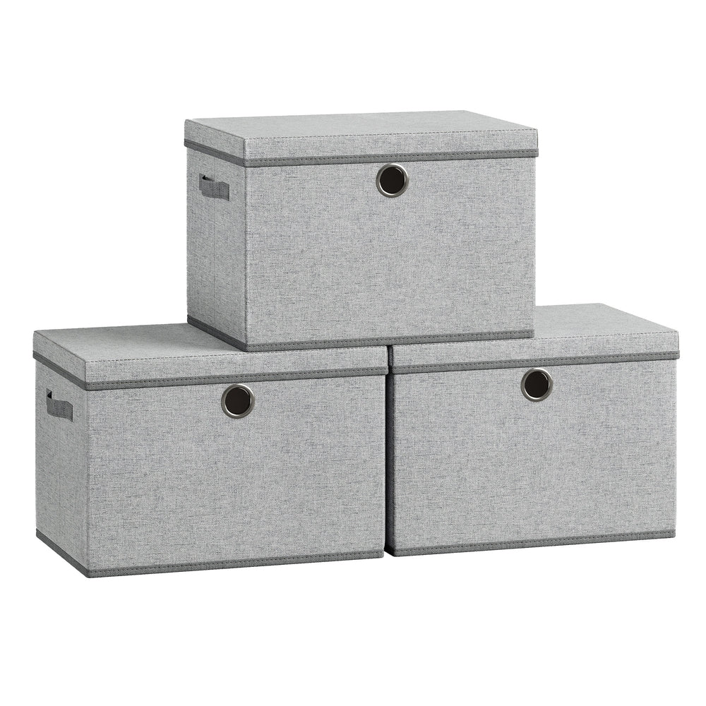 Stackable fabric storage boxes with lids and handles - Image 3