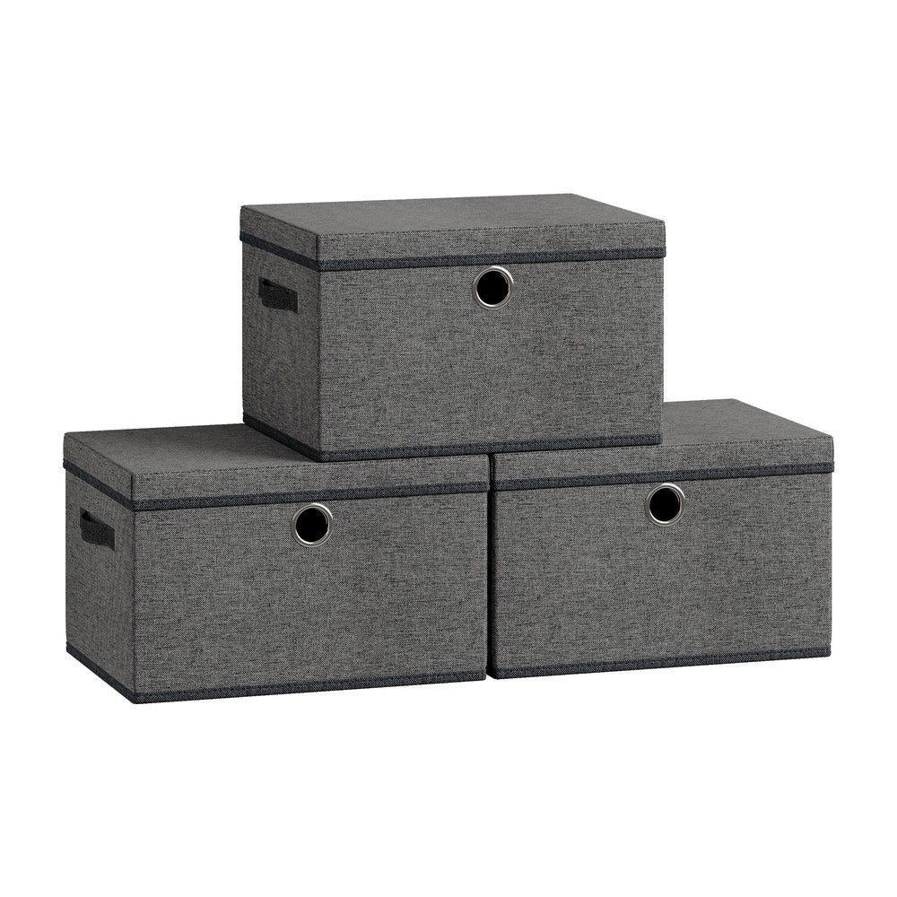 Stackable fabric storage boxes with lids and handles - Image 4