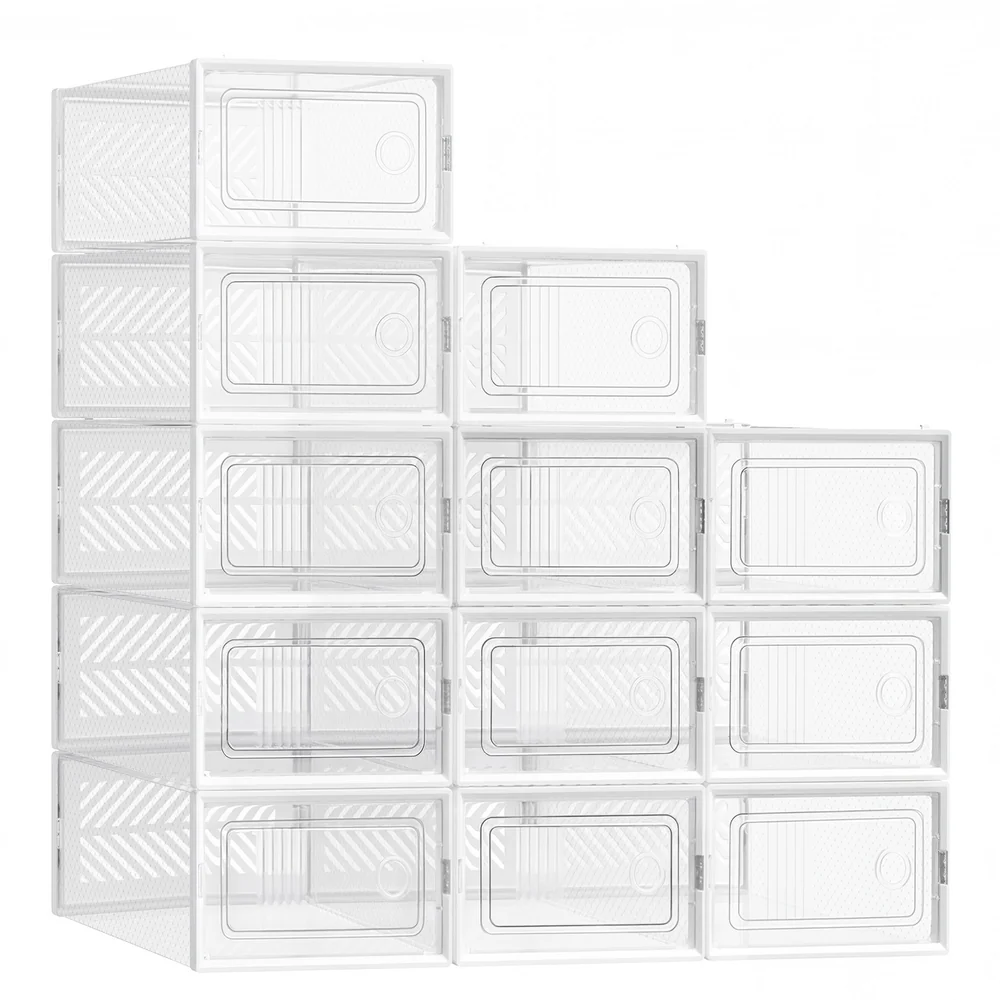 Stackable foldable shoe storage boxes for sneakers