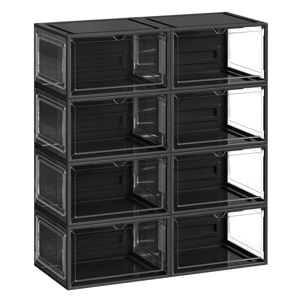 Stackable Shoe Storage Boxes with Clear Front Opening